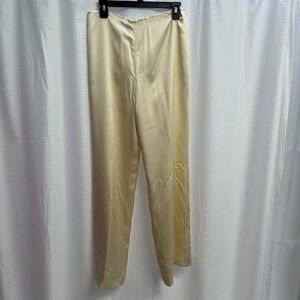 Kay Unger 100% Silk Creme High waisted Wide Leg Back Zip Pants 8 Quiet Luxury